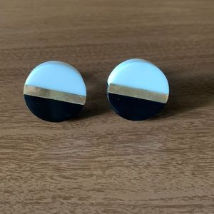 Set of 2 marble gold black / white cabinet pulls 1 1/2 inches in diameter